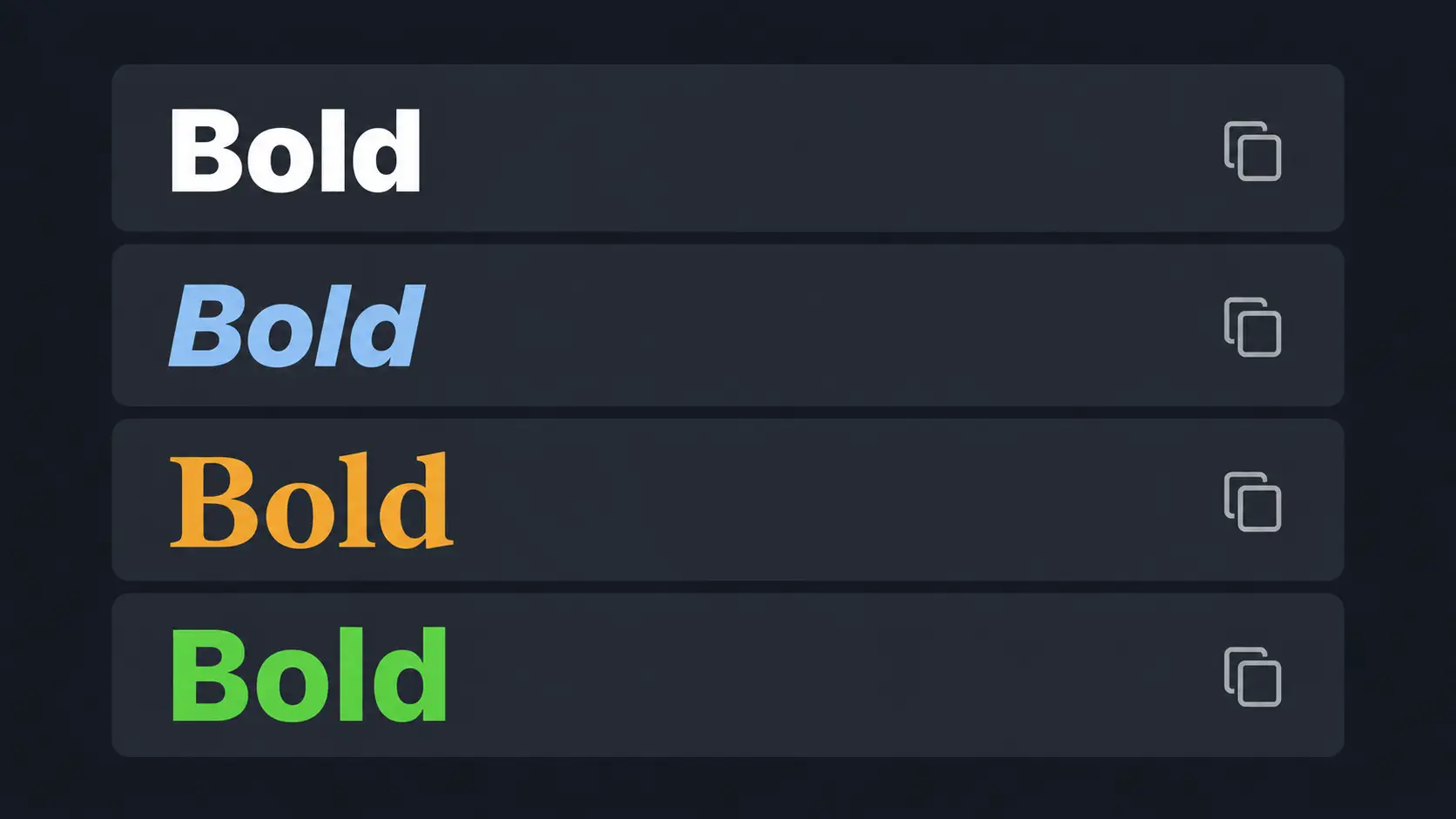 bold text copy paste generator showing four Unicode bold font styles