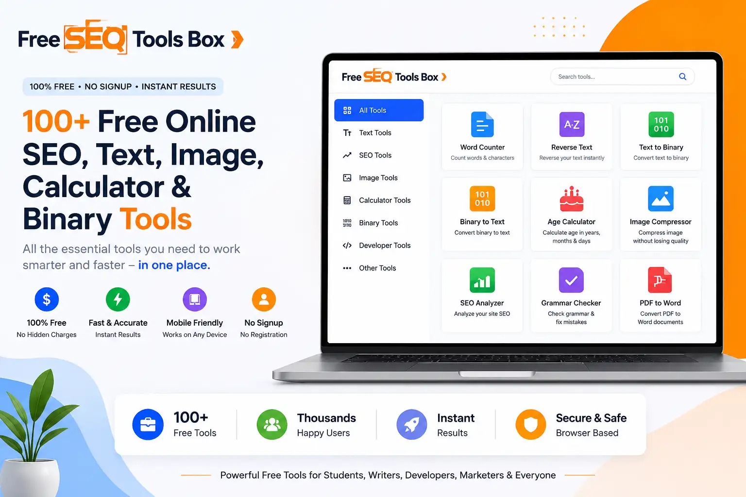 Free SEO Tools Box | 100+ Free SEO, Text & Calculator Tools