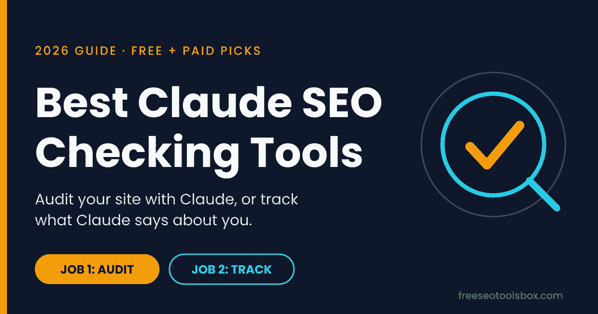 Best Claude SEO checking tools 2026 guide cover with magnifier and check mark