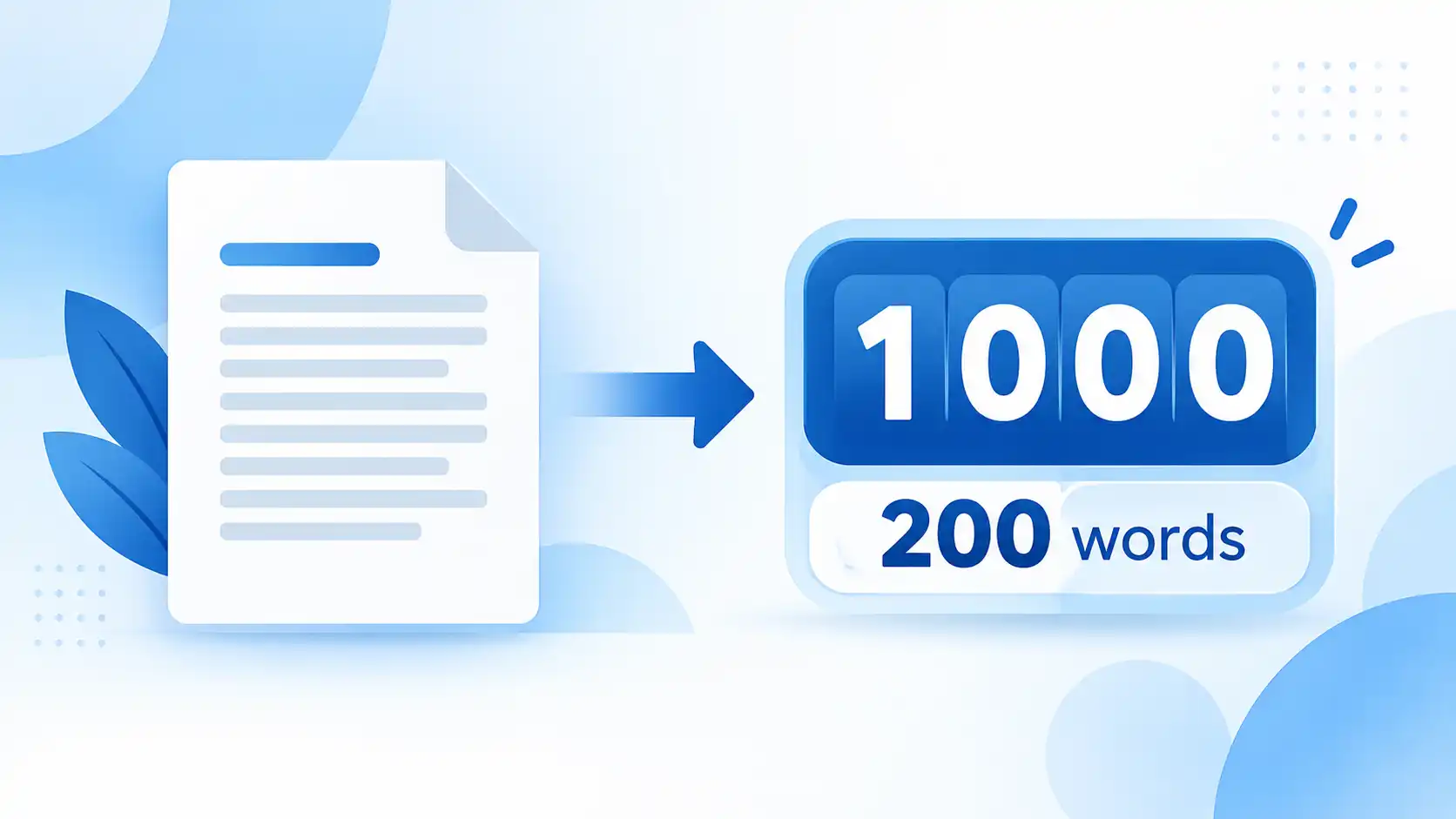 How many words is a 1000 characters – 1000 characters to 200 words conversion illustration